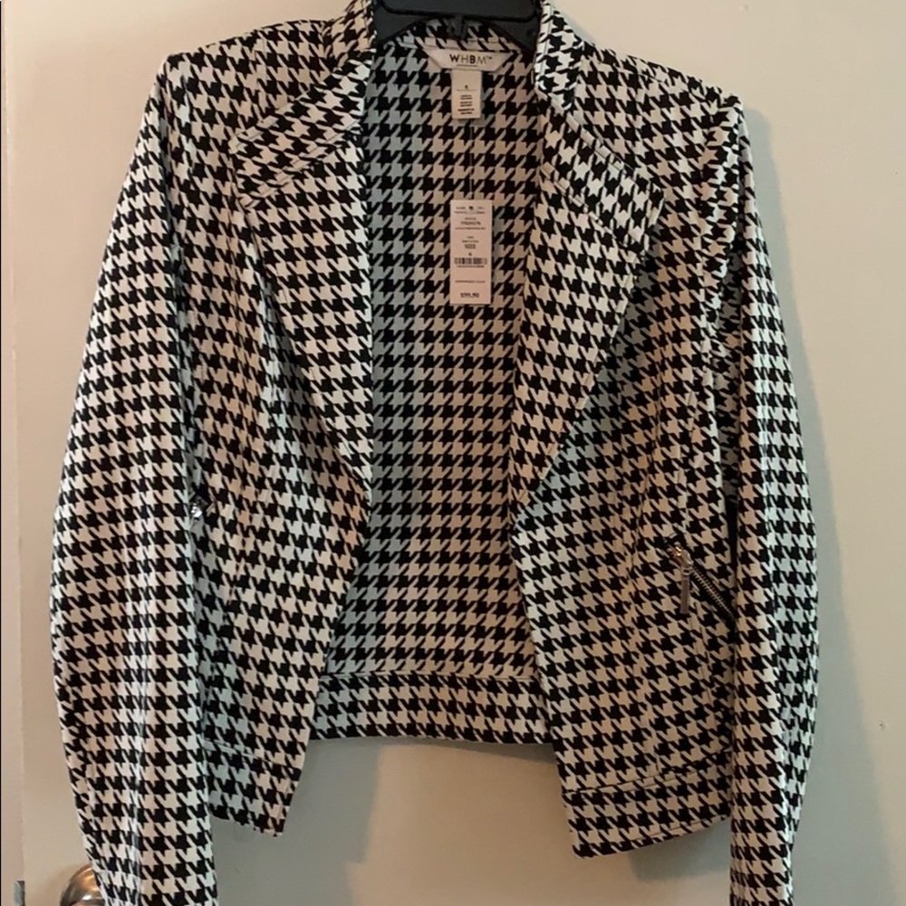 White Black size 6 NEW houndstooth jacket $50
